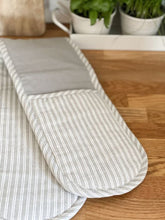 Load image into Gallery viewer, Grey Ticking Oven Glove