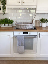 Load image into Gallery viewer, Grey Ticking Oven Glove