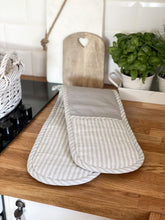 Load image into Gallery viewer, Grey Ticking Oven Glove