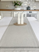 Load image into Gallery viewer, Country Grey Ticking Table Runner
