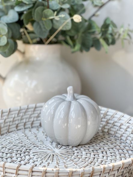 Grey Ceramic Pumpkin ~ Medium