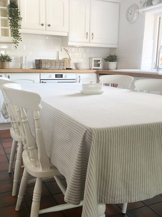 Country Grey Ticking Table Cloth
