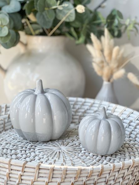 Grey Ceramic Pumpkin ~ Small